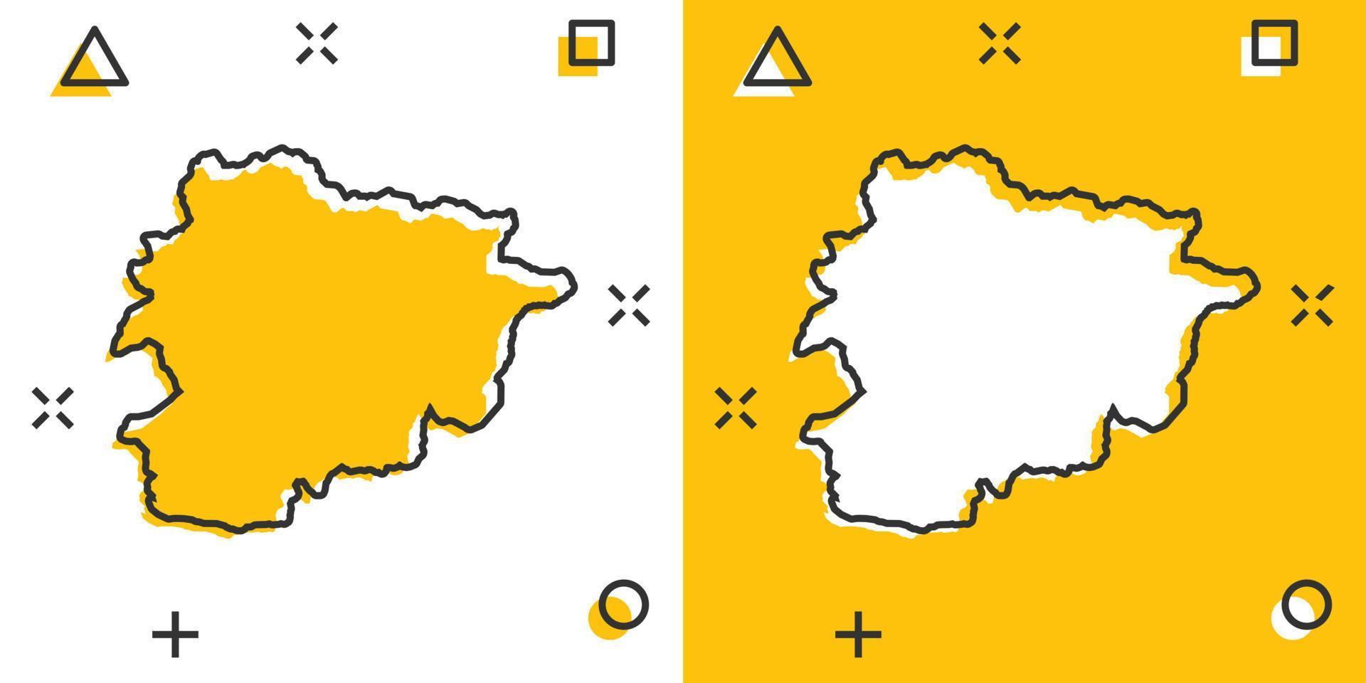 vector tekenfilm Andorra kaart icoon in grappig stijl. Andorra teken illustratie pictogram. cartografie kaart bedrijf plons effect concept.