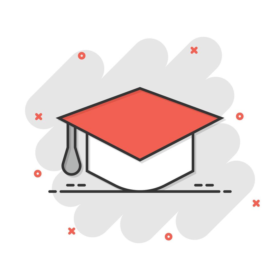 diploma uitreiking hoed icoon in vlak stijl. leerling pet vector illustratie Aan wit geïsoleerd achtergrond. Universiteit bedrijf concept.