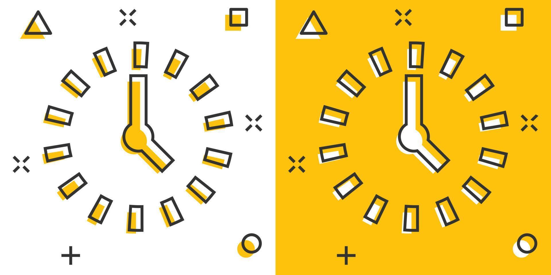 klok countdown icoon in grappig stijl. tijd chronometer vector tekenfilm illustratie pictogram. klok bedrijf concept plons effect.