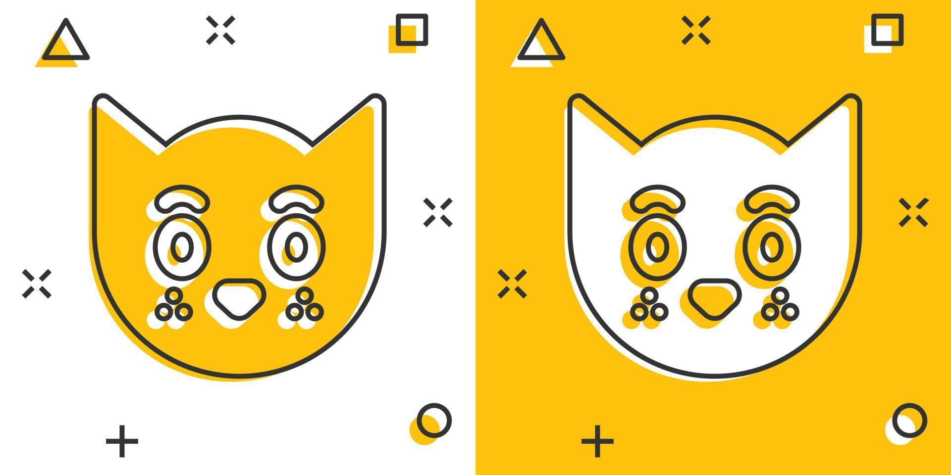 kat hoofd icoon in grappig stijl. schattig huisdier tekenfilm vector illustratie Aan wit geïsoleerd achtergrond. dier plons effect bedrijf concept.