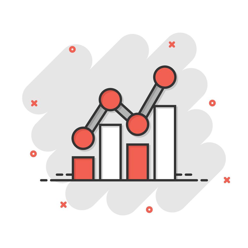 tabel diagram icoon in grappig stijl. pijl toenemen tekenfilm vector illustratie Aan wit geïsoleerd achtergrond. analyse plons effect bedrijf concept.