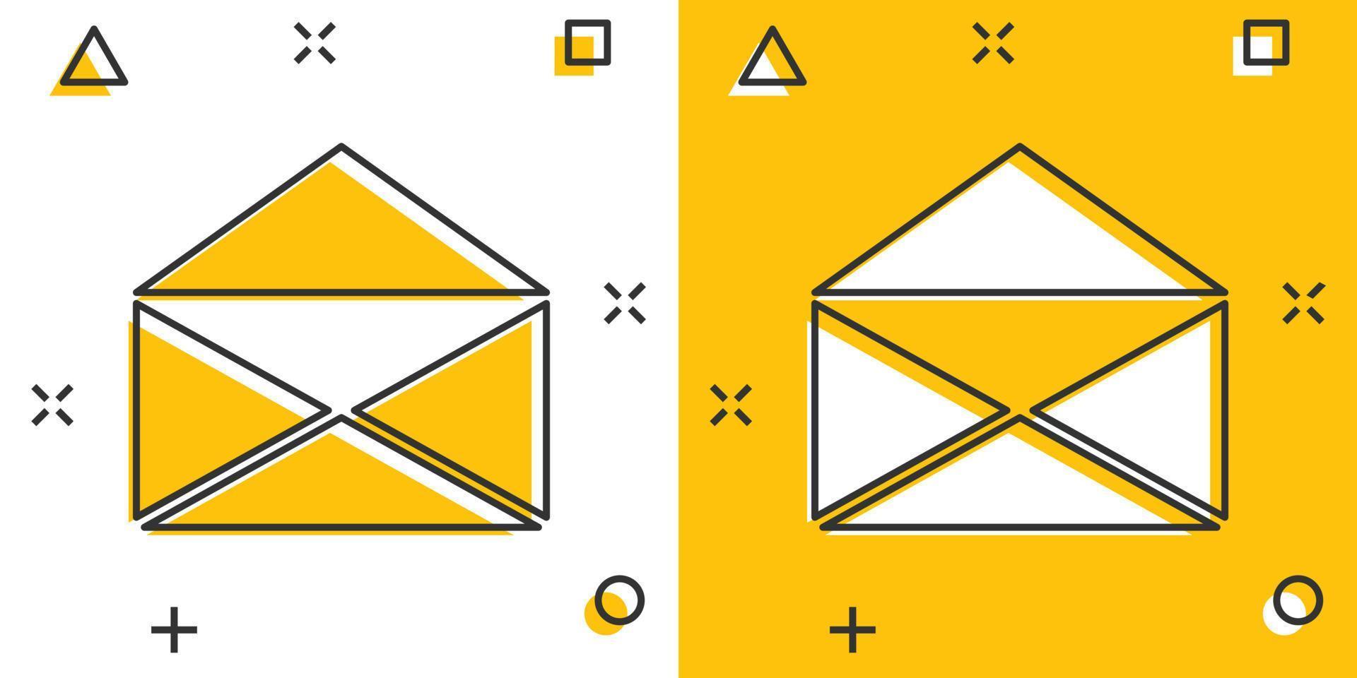 vector tekenfilm mail envelop icoon in grappig stijl. e-mail teken illustratie pictogram. mail bedrijf plons effect concept.