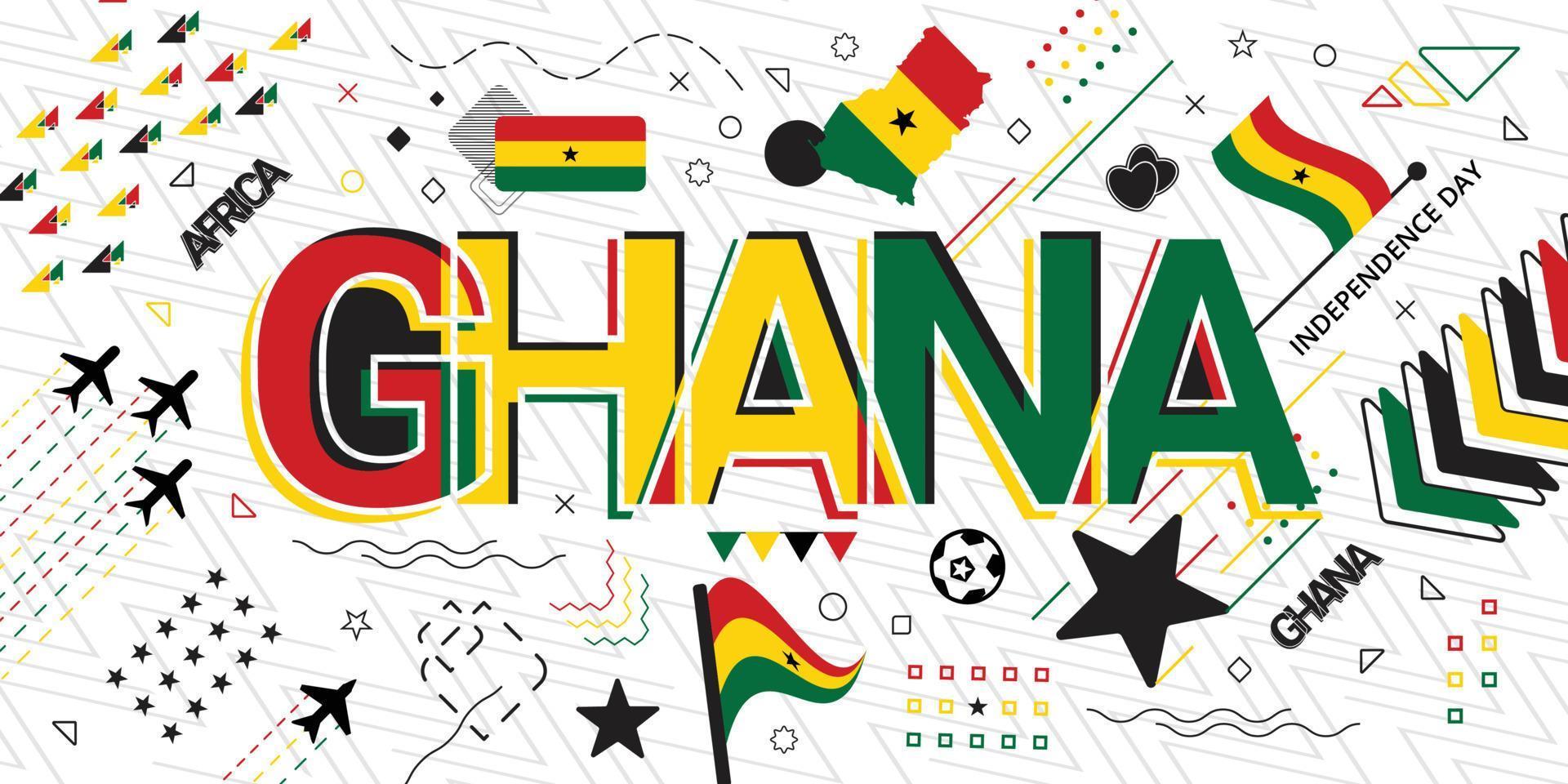 Ghana achtergrond Memphis geometrie stijl, naar herdenken de groot dag in de land vector
