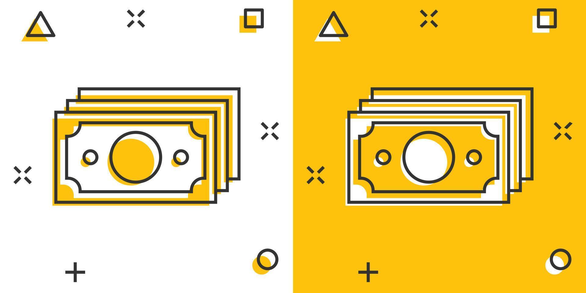 geld stack icoon in grappig stijl. uitwisseling contant geld tekenfilm vector illustratie Aan wit geïsoleerd achtergrond. bankbiljet Bill plons effect bedrijf concept.