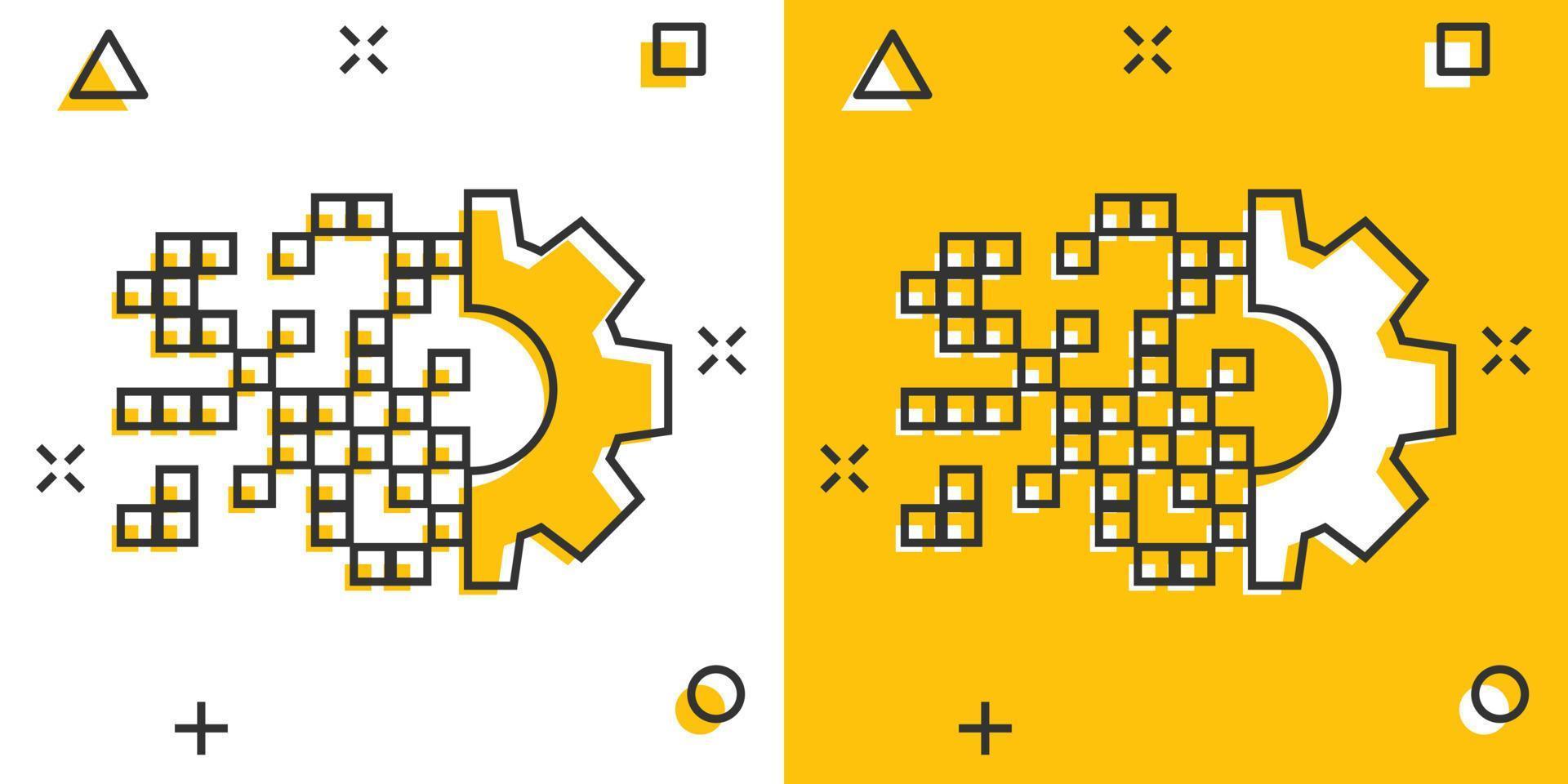 digitaal uitrusting icoon in grappig stijl. tand vector tekenfilm illustratie Aan wit geïsoleerd achtergrond. techno wiel bedrijf concept plons effect.