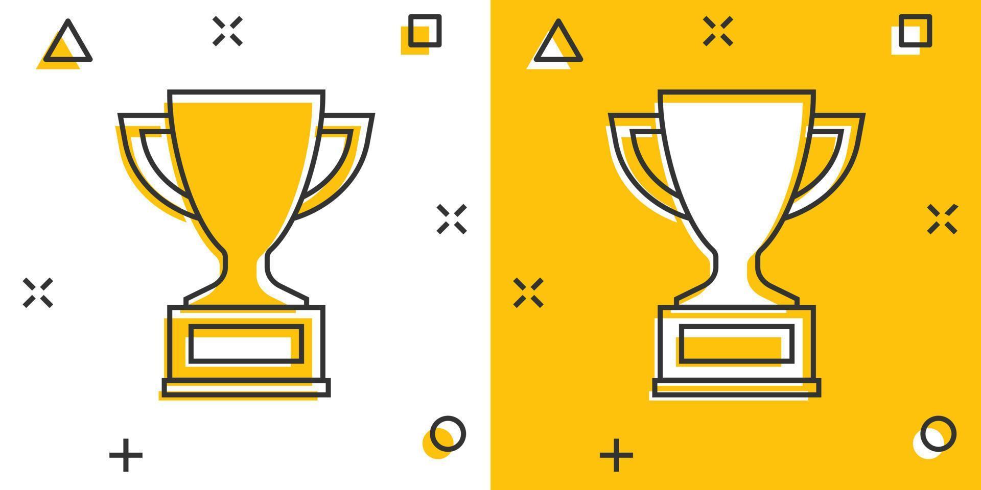 vector tekenfilm trofee kop icoon in grappig stijl. winnaar teken illustratie pictogram. prijs prijs bedrijf plons effect concept.