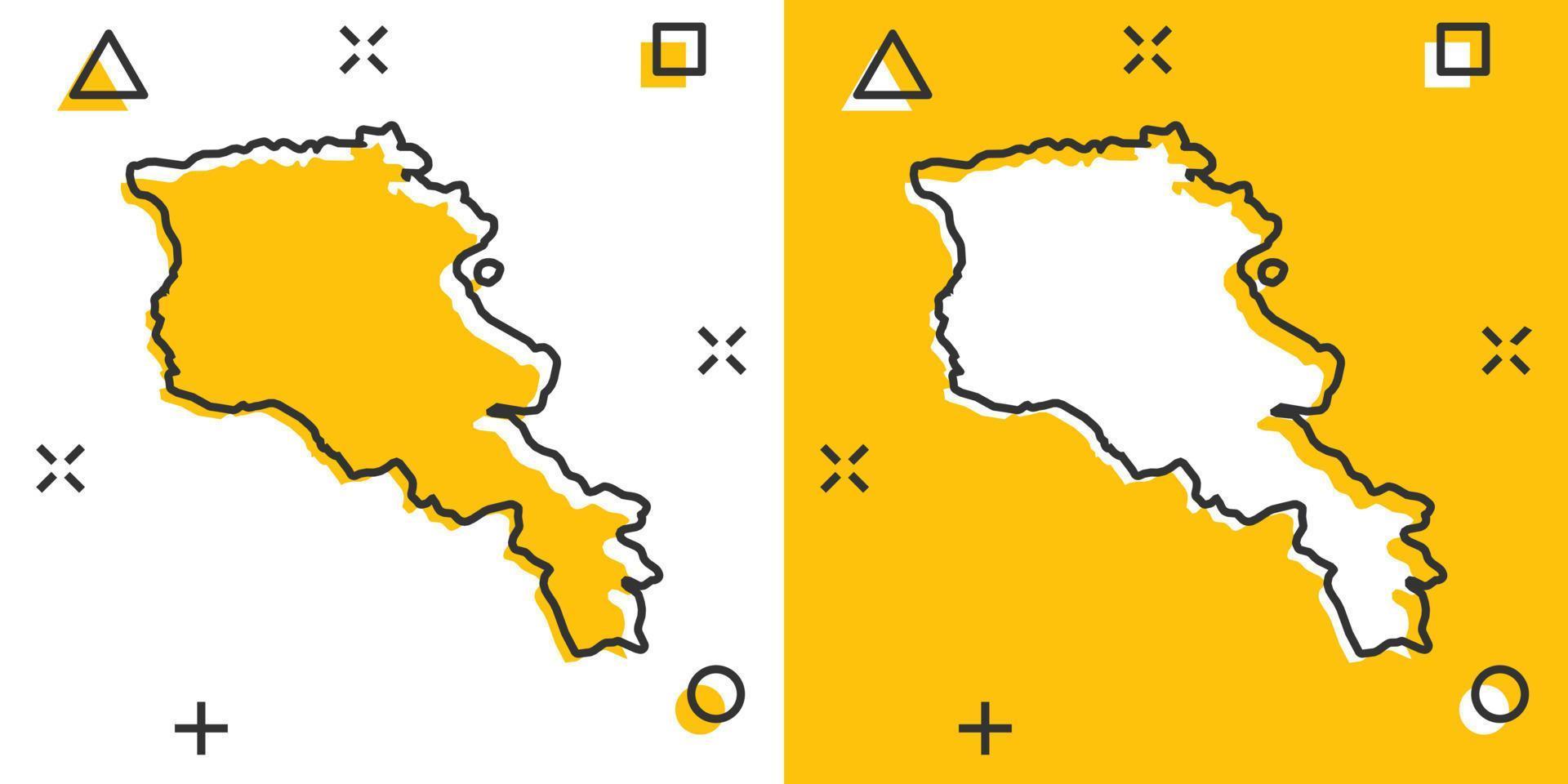 vector tekenfilm Armenië kaart icoon in grappig stijl. Armenië teken illustratie pictogram. cartografie kaart bedrijf plons effect concept.