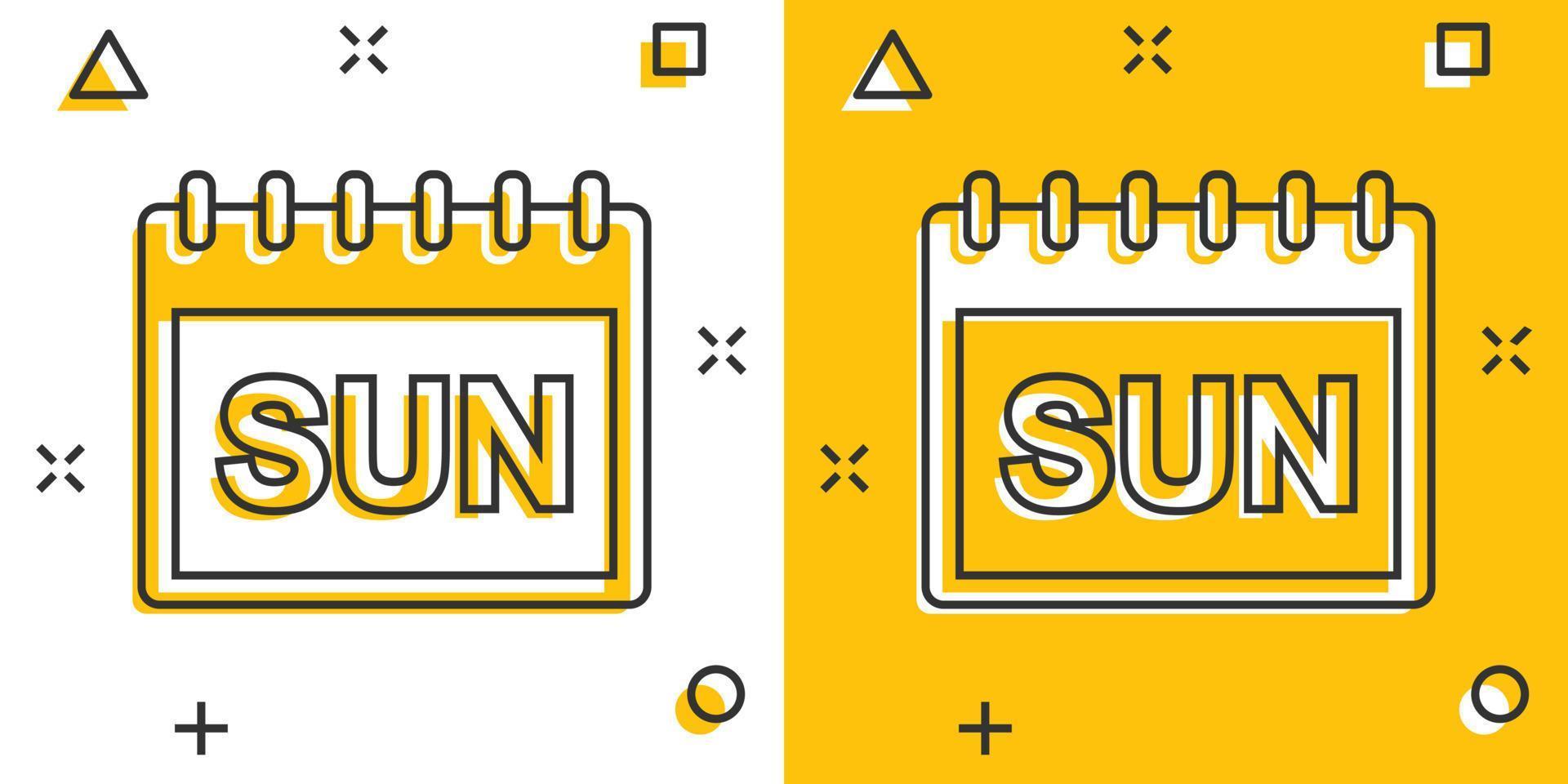 vector tekenfilm zondag kalender bladzijde icoon in grappig stijl. kalender teken illustratie pictogram. zondag agenda bedrijf plons effect concept.