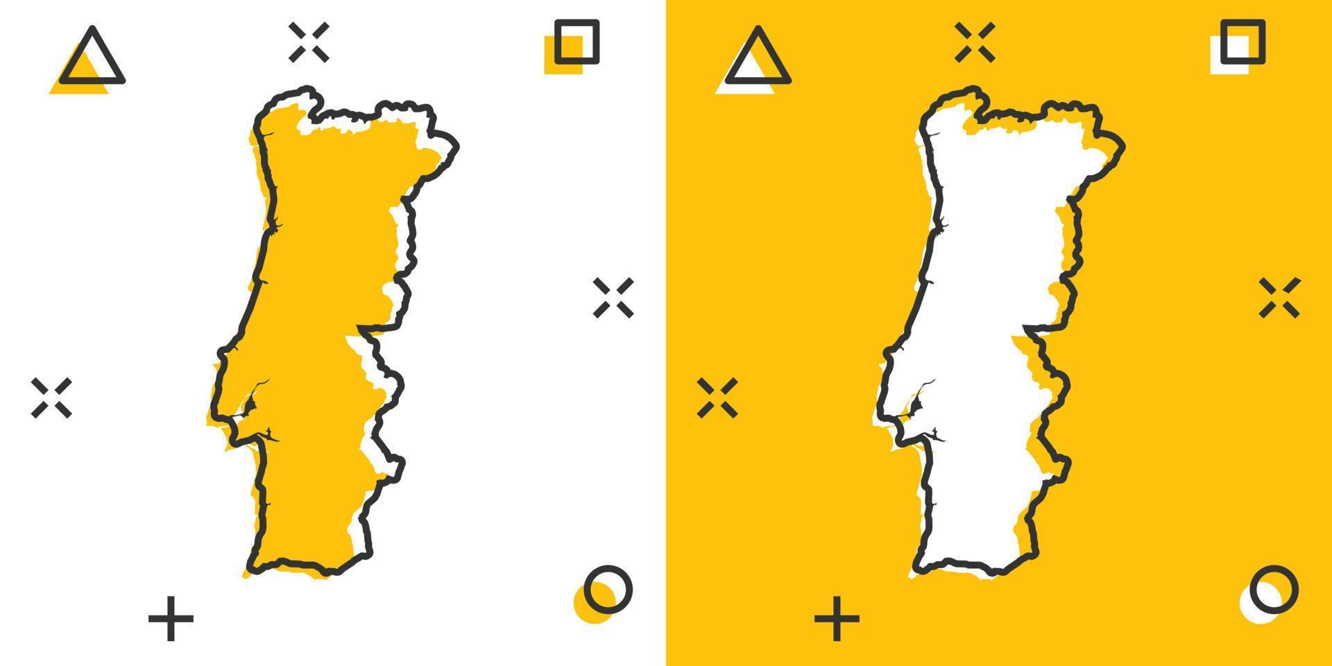 vector tekenfilm Portugal kaart icoon in grappig stijl. Portugal teken illustratie pictogram. cartografie kaart bedrijf plons effect concept.