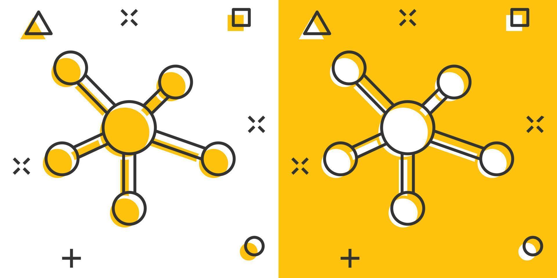 vector tekenfilm sociaal netwerk, molecuul, dna icoon in grappig stijl. molecuul teken illustratie pictogram. dna bedrijf plons effect concept.