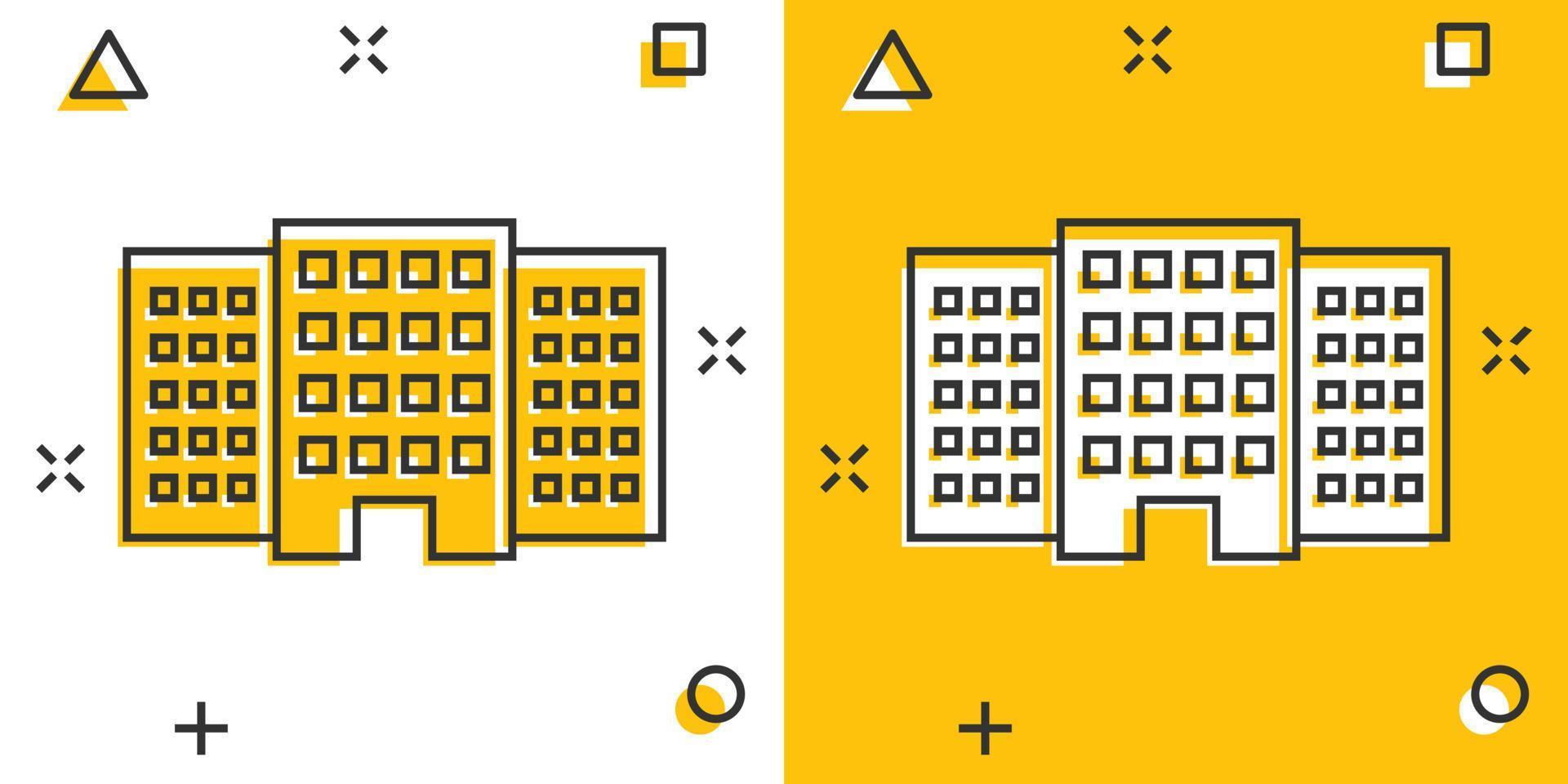 vector tekenfilm gebouw in grappig stijl. huis teken illustratie pictogram. gebouw bedrijf plons effect concept.