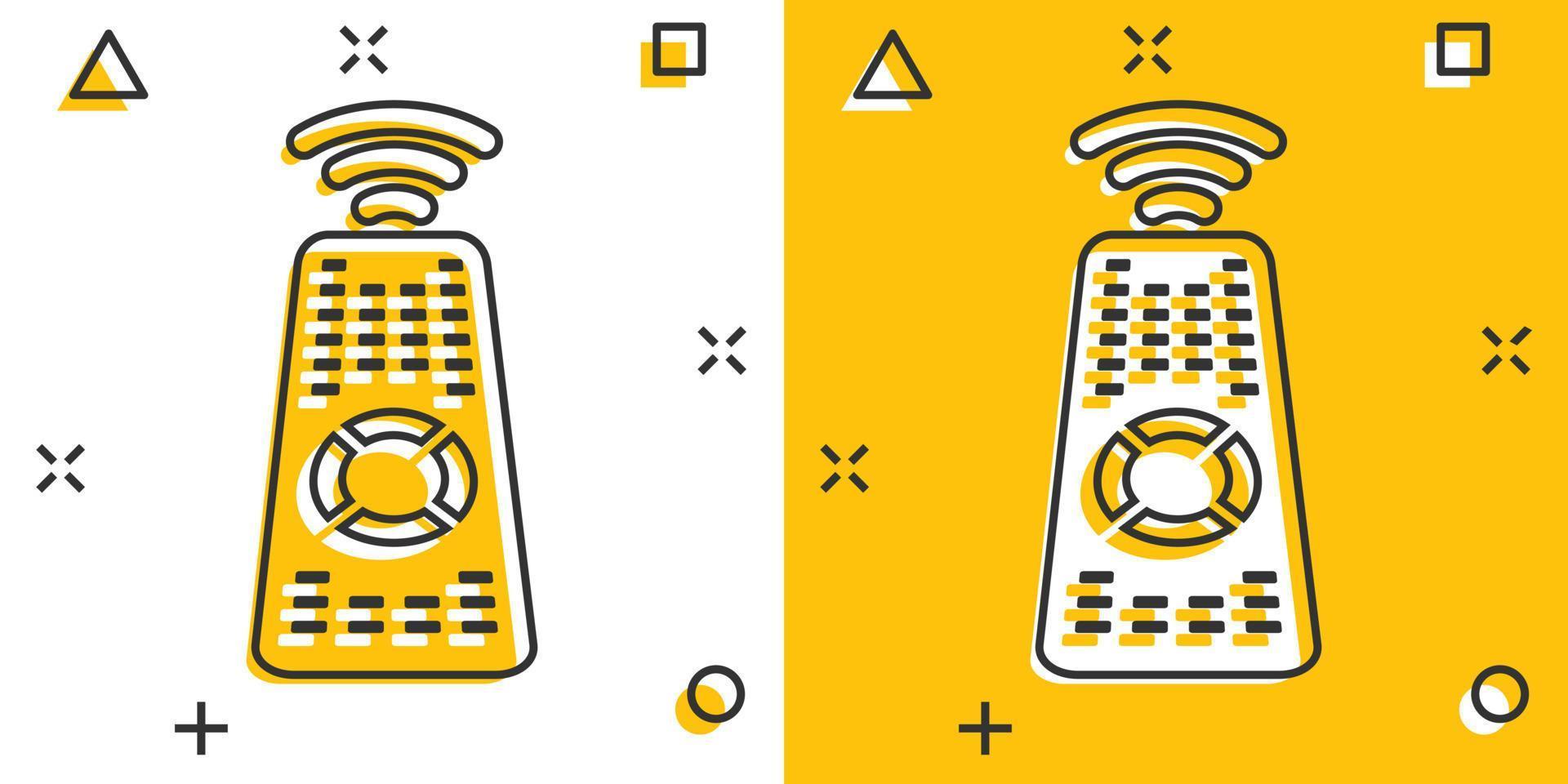 TV afgelegen icoon in grappig stijl. televisie tekenfilm teken vector illustratie Aan wit geïsoleerd achtergrond. uitzending plons effect bedrijf concept.