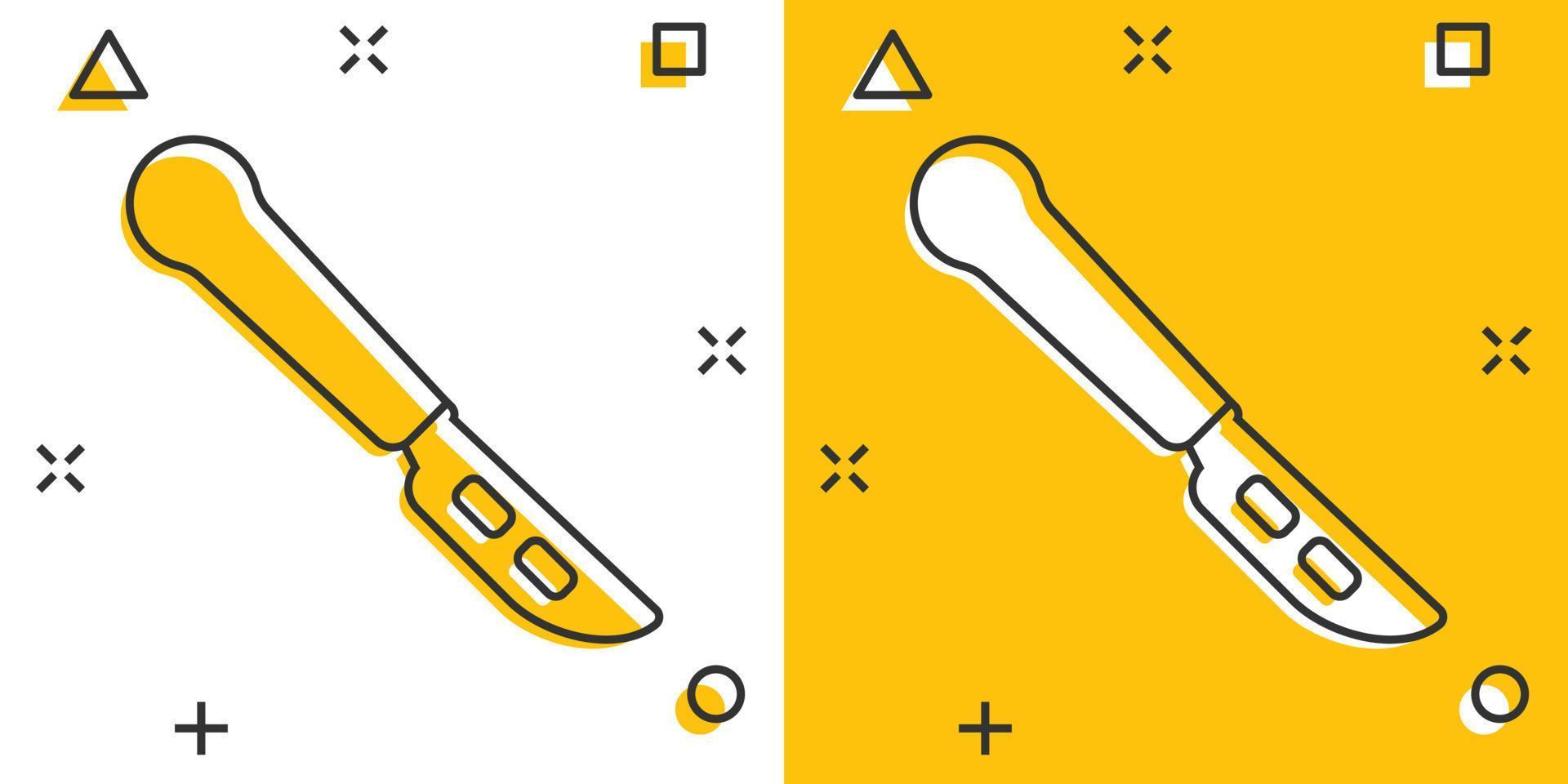 vector tekenfilm medisch scalpel icoon in grappig stijl. ziekenhuis chirurgie mes teken illustratie pictogram. scalpel bedrijf plons effect concept.