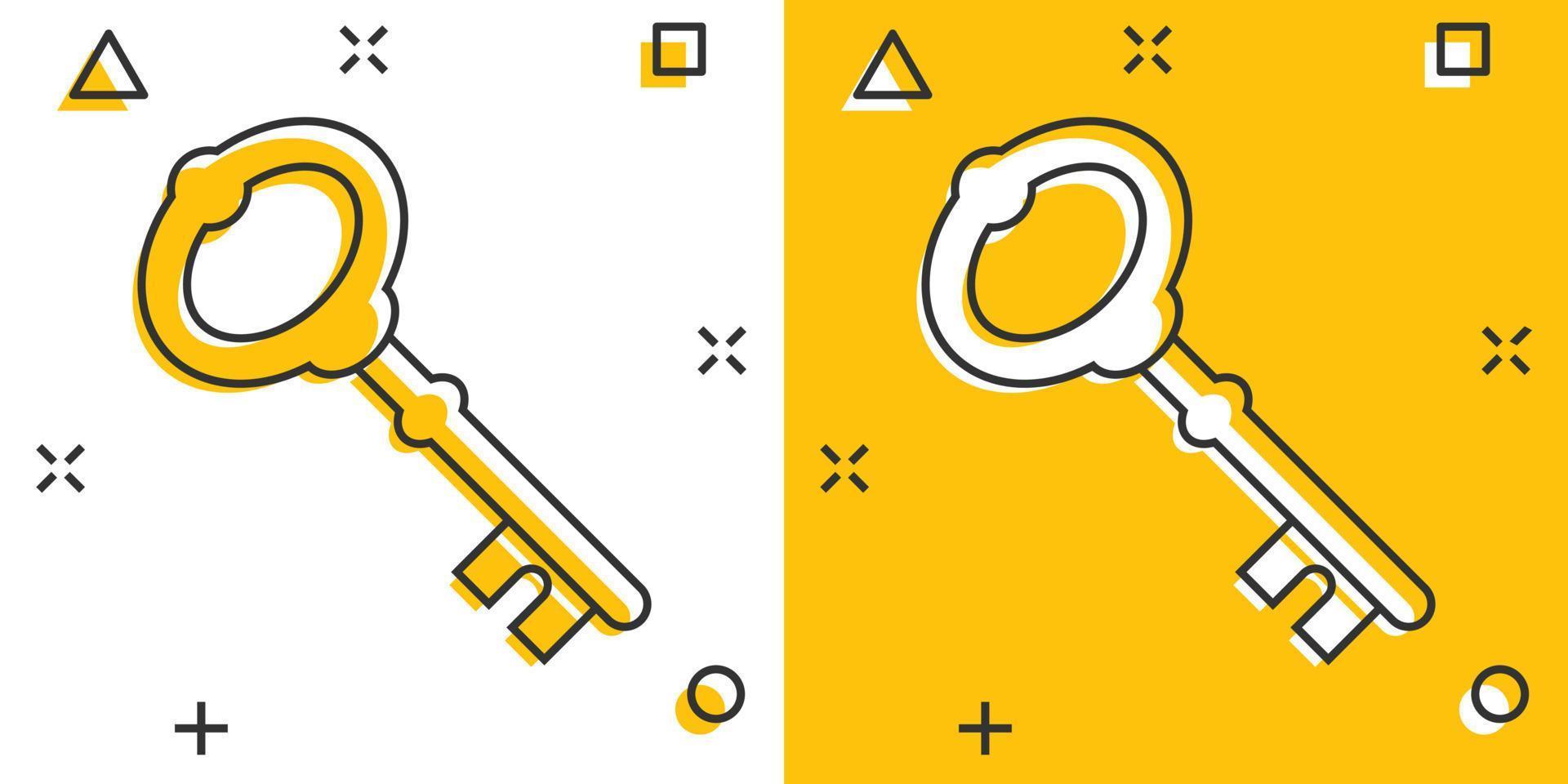 sleutel icoon in grappig stijl. toegang Log in vector tekenfilm illustratie pictogram. wachtwoord sleutel bedrijf concept plons effect.