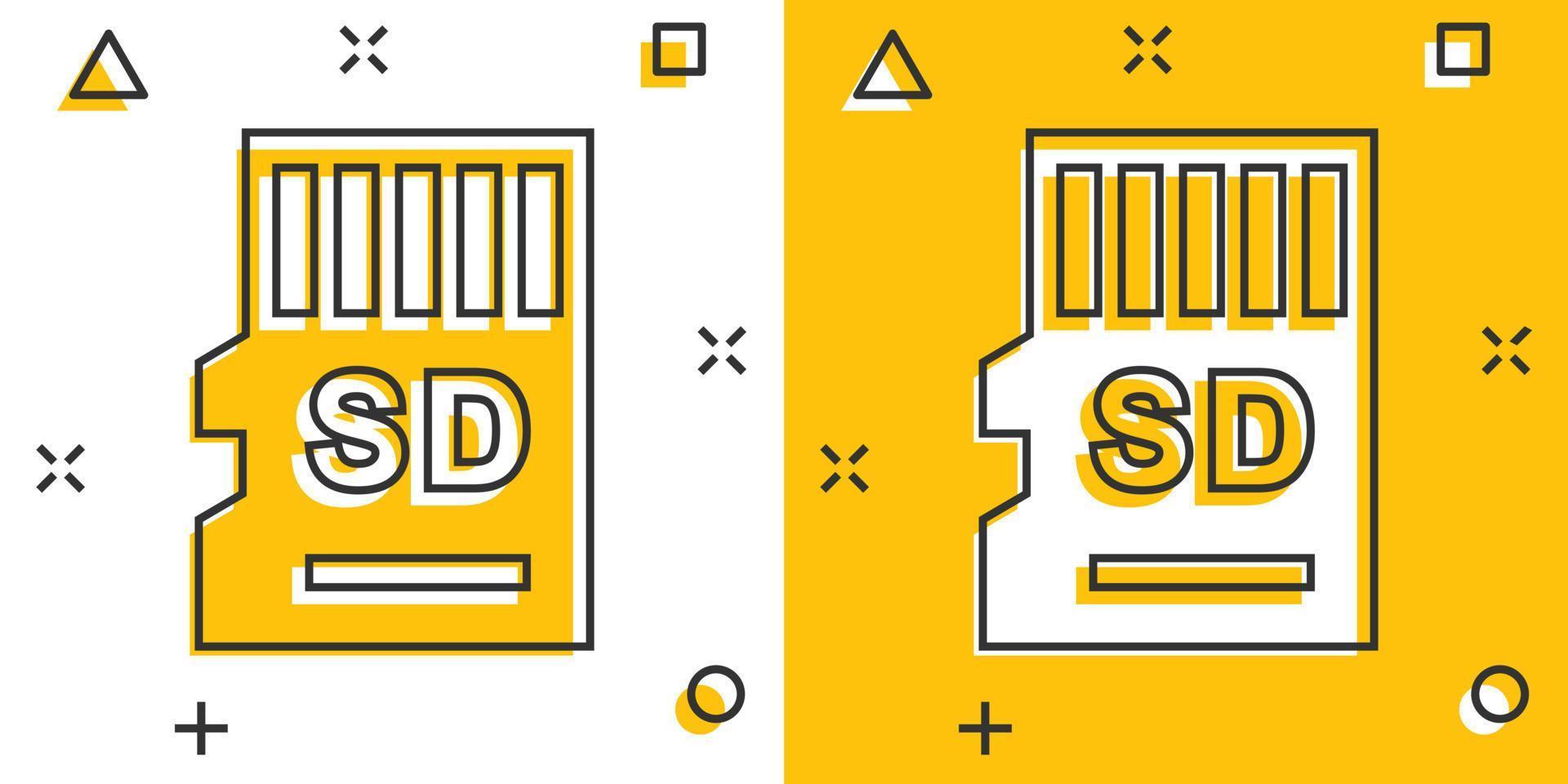 micro sd kaart icoon in grappig stijl. geheugen spaander vector tekenfilm illustratie Aan wit geïsoleerd achtergrond. opslagruimte adapter bedrijf concept plons effect.