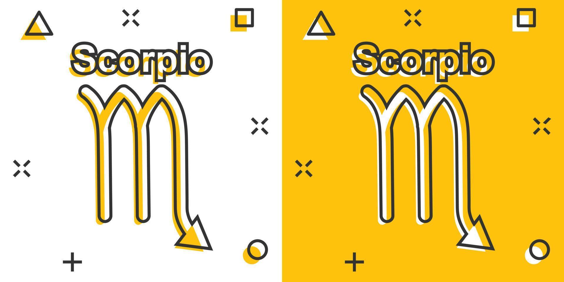 vector tekenfilm Schorpioen dierenriem icoon in grappig stijl. astrologie teken illustratie pictogram. Schorpioen horoscoop bedrijf plons effect concept.