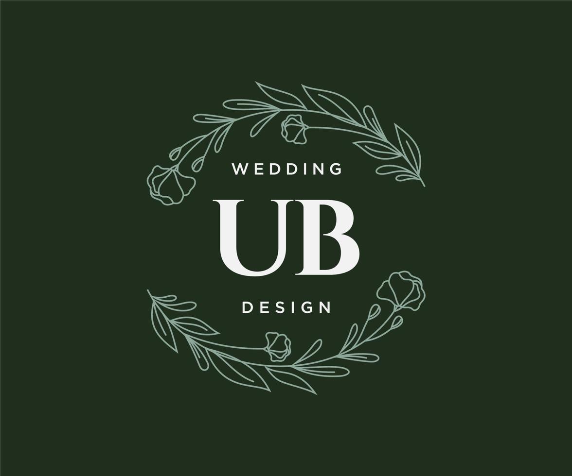 ub initialen brief bruiloft monogram logos verzameling, hand- getrokken modern minimalistisch en bloemen Sjablonen voor uitnodiging kaarten, opslaan de datum, elegant identiteit voor restaurant, boetiek, cafe in vector