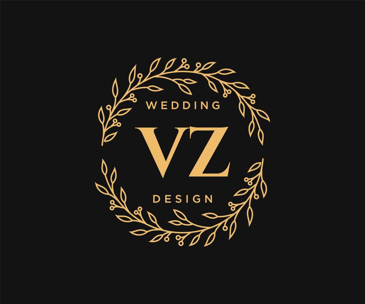 vz initialen brief bruiloft monogram logos verzameling, hand- getrokken modern minimalistisch en bloemen Sjablonen voor uitnodiging kaarten, opslaan de datum, elegant identiteit voor restaurant, boetiek, cafe in vector