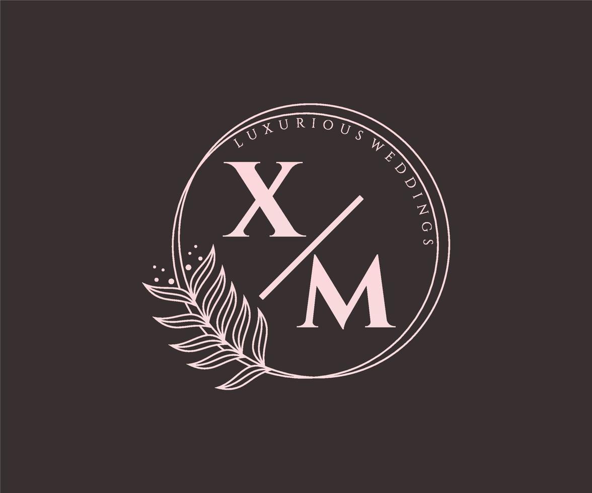 xm initialen brief bruiloft monogram logos sjabloon, hand- getrokken modern minimalistisch en bloemen Sjablonen voor uitnodiging kaarten, opslaan de datum, elegant identiteit. vector