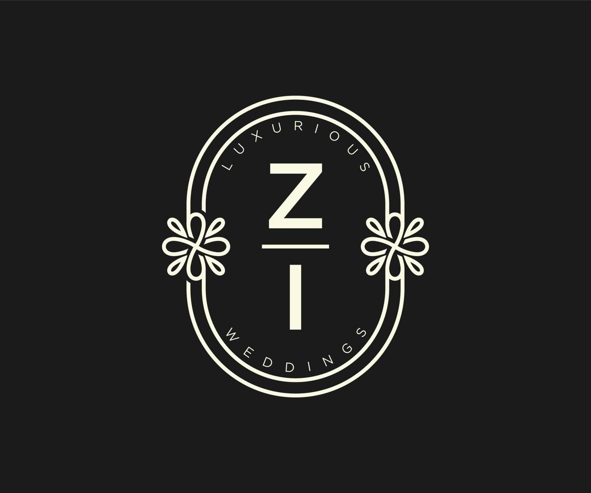 zi initialen brief bruiloft monogram logos sjabloon, hand- getrokken modern minimalistisch en bloemen Sjablonen voor uitnodiging kaarten, opslaan de datum, elegant identiteit. vector