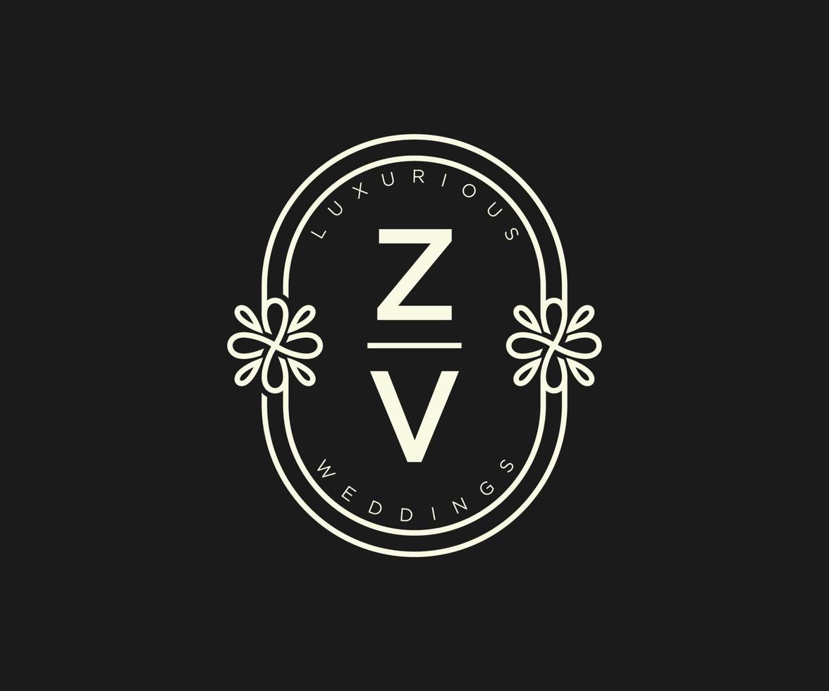 zv initialen brief bruiloft monogram logos sjabloon, hand- getrokken modern minimalistisch en bloemen Sjablonen voor uitnodiging kaarten, opslaan de datum, elegant identiteit. vector