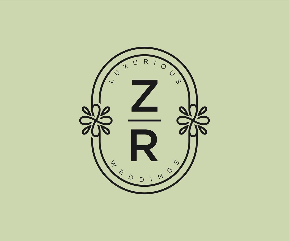 zr initialen brief bruiloft monogram logos sjabloon, hand- getrokken modern minimalistisch en bloemen Sjablonen voor uitnodiging kaarten, opslaan de datum, elegant identiteit. vector