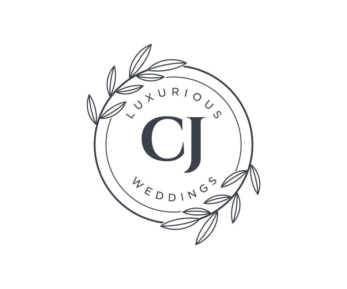 cj initialen brief bruiloft monogram logos sjabloon, hand- getrokken modern minimalistisch en bloemen Sjablonen voor uitnodiging kaarten, opslaan de datum, elegant identiteit. vector