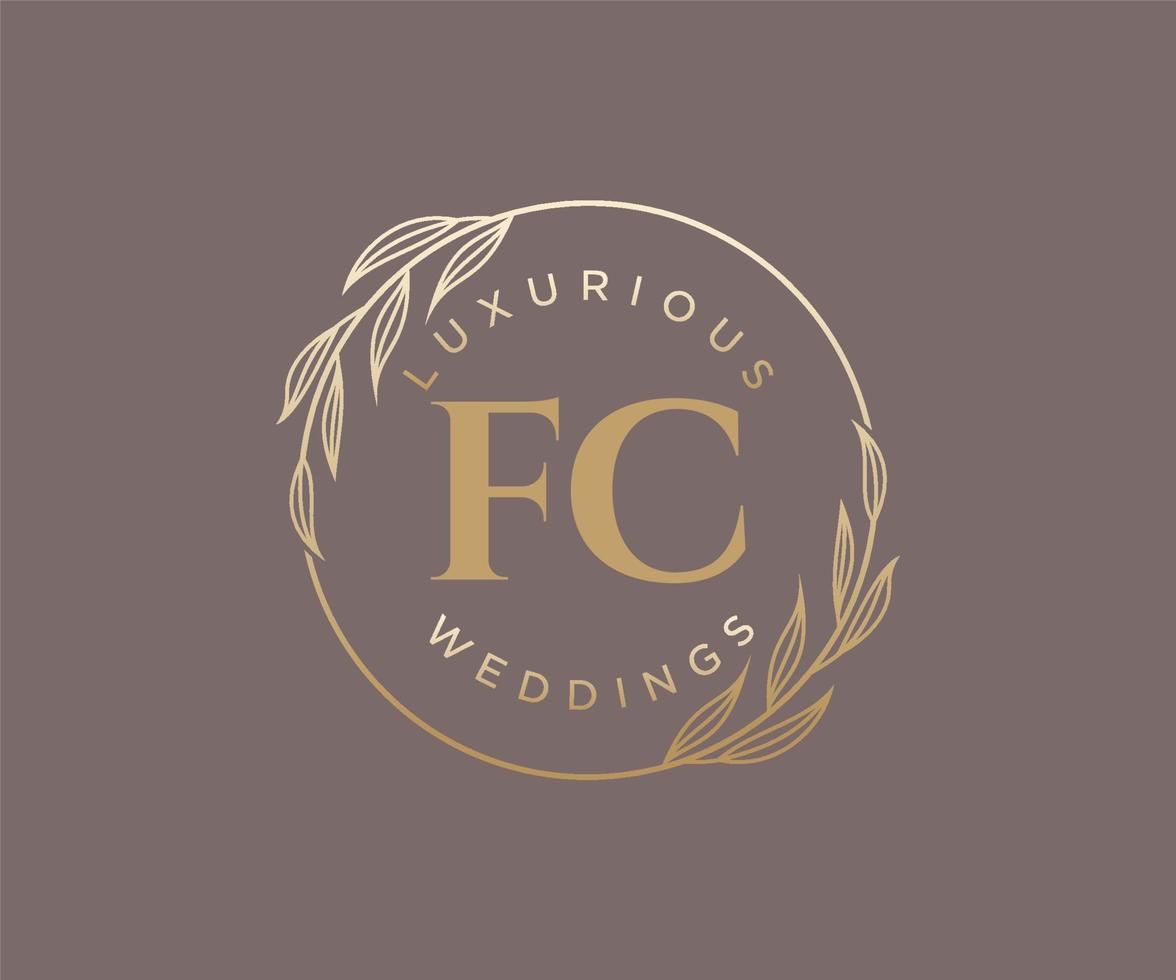 fc initialen brief bruiloft monogram logos sjabloon, hand- getrokken modern minimalistisch en bloemen Sjablonen voor uitnodiging kaarten, opslaan de datum, elegant identiteit. vector