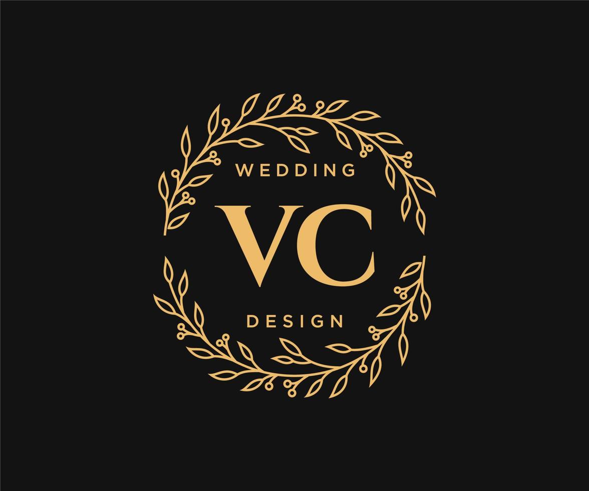 vc initialen brief bruiloft monogram logos verzameling, hand- getrokken modern minimalistisch en bloemen Sjablonen voor uitnodiging kaarten, opslaan de datum, elegant identiteit voor restaurant, boetiek, cafe in vector