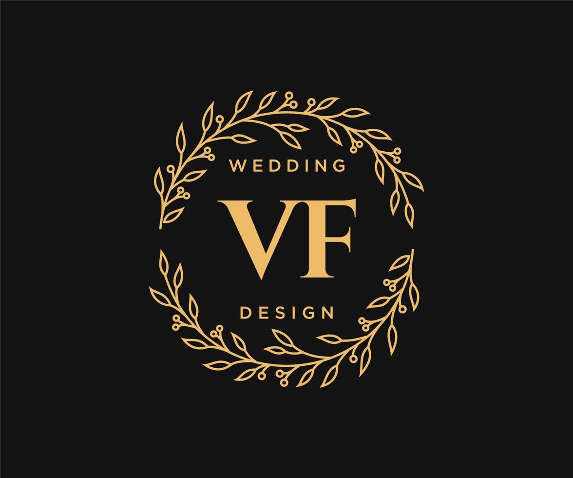 vf initialen brief bruiloft monogram logos verzameling, hand- getrokken modern minimalistisch en bloemen Sjablonen voor uitnodiging kaarten, opslaan de datum, elegant identiteit voor restaurant, boetiek, cafe in vector