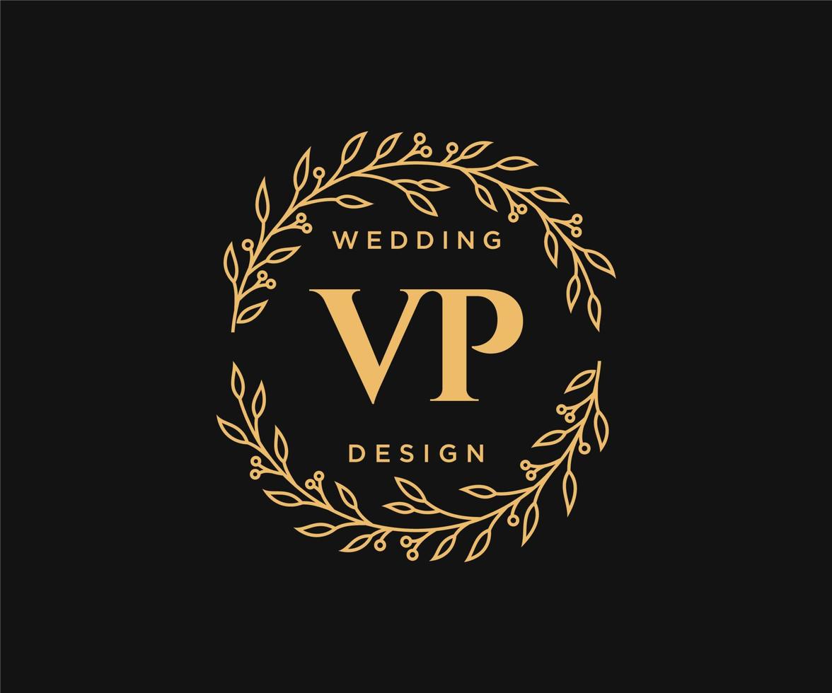 vp initialen brief bruiloft monogram logos verzameling, hand- getrokken modern minimalistisch en bloemen Sjablonen voor uitnodiging kaarten, opslaan de datum, elegant identiteit voor restaurant, boetiek, cafe in vector