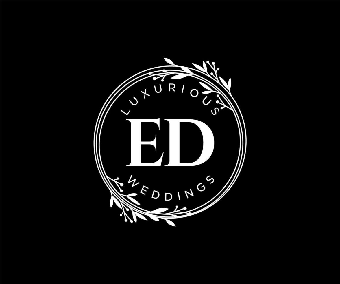 ed initialen brief bruiloft monogram logos sjabloon, hand- getrokken modern minimalistisch en bloemen Sjablonen voor uitnodiging kaarten, opslaan de datum, elegant identiteit. vector