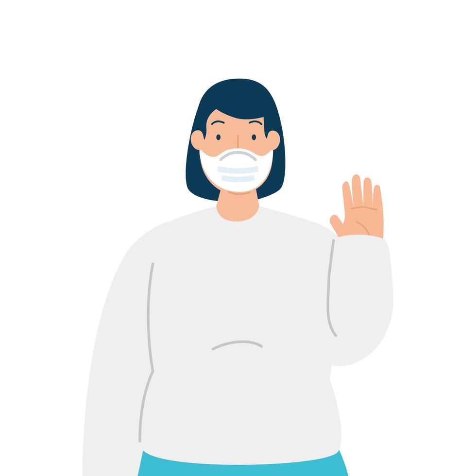 vrouw met gezichtsmasker geïsoleerd pictogram vector