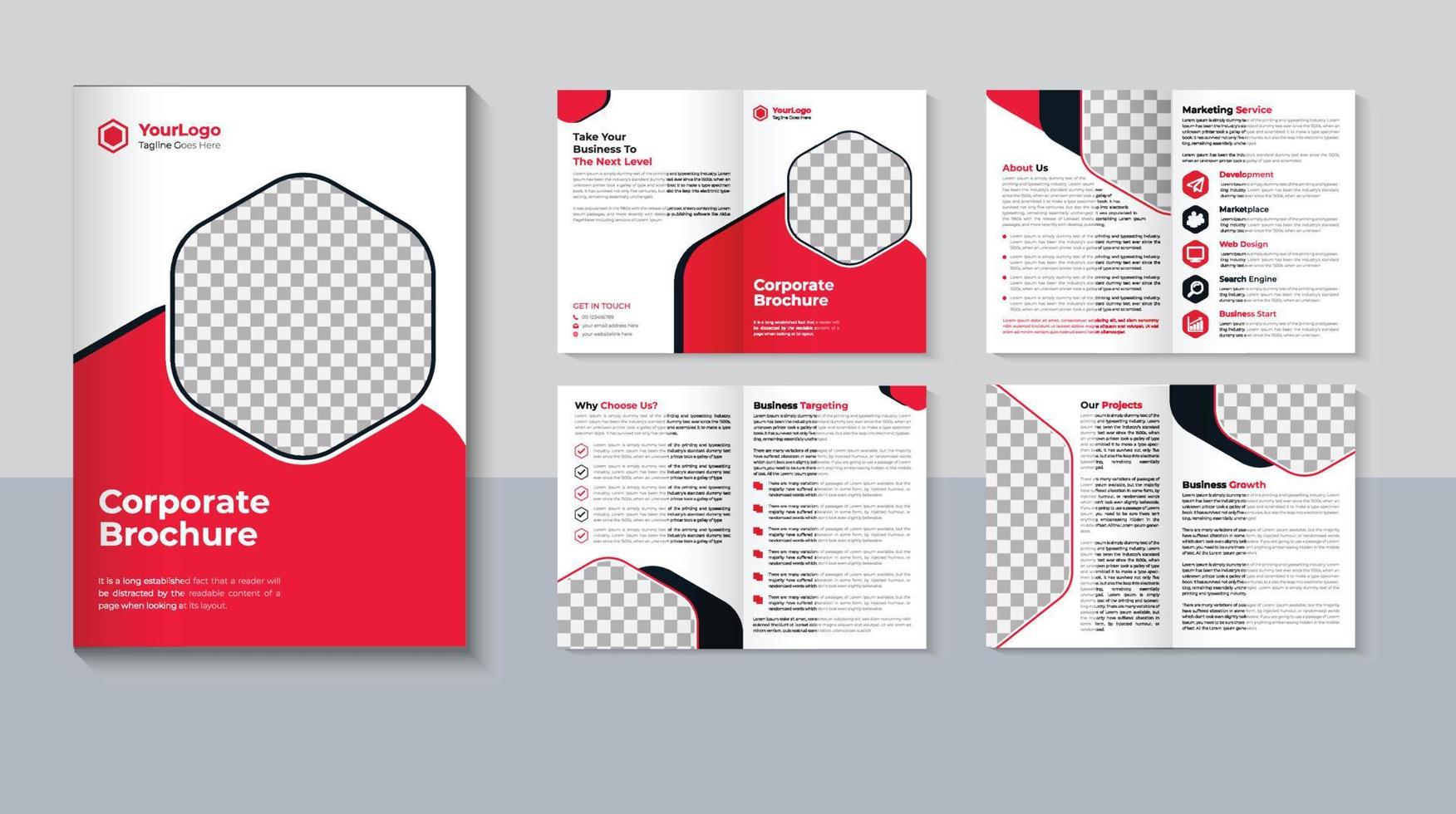 creatief brochure ontwerp, bedrijf 8 bladzijde brochure sjabloon, zakelijke brochure ontwerp, modern bedrijf profiel, professioneel brochure, pro vector