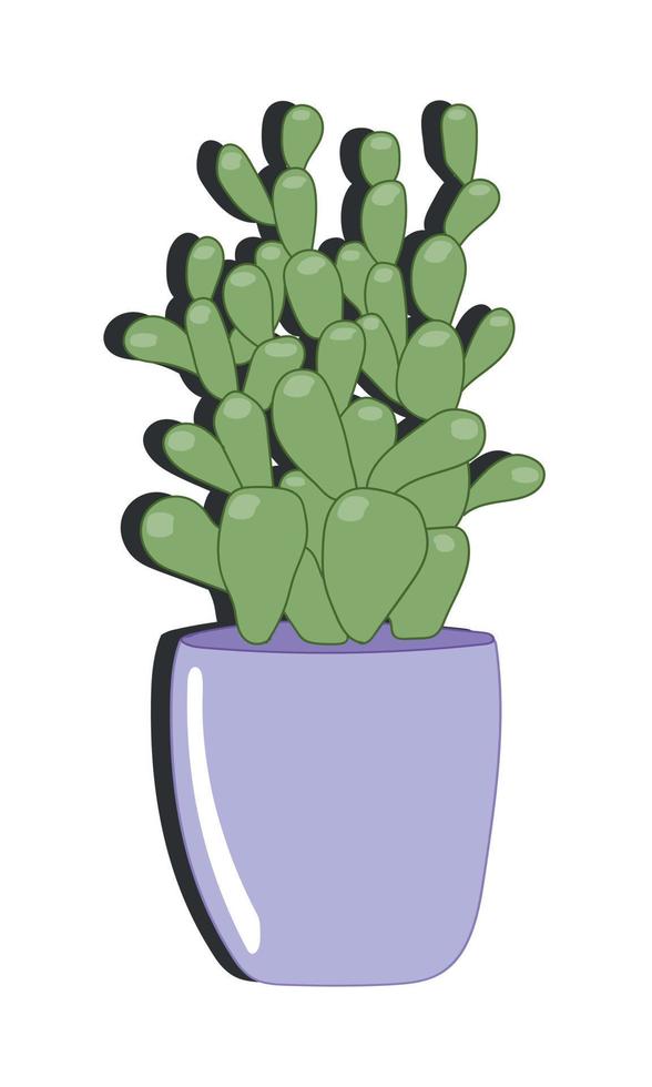 vector tekening illustratie. groen cactus in Purper pot geïsoleerd Aan wit achtergrond. tekenfilm vlak stijl. voor decoratie, stickers.