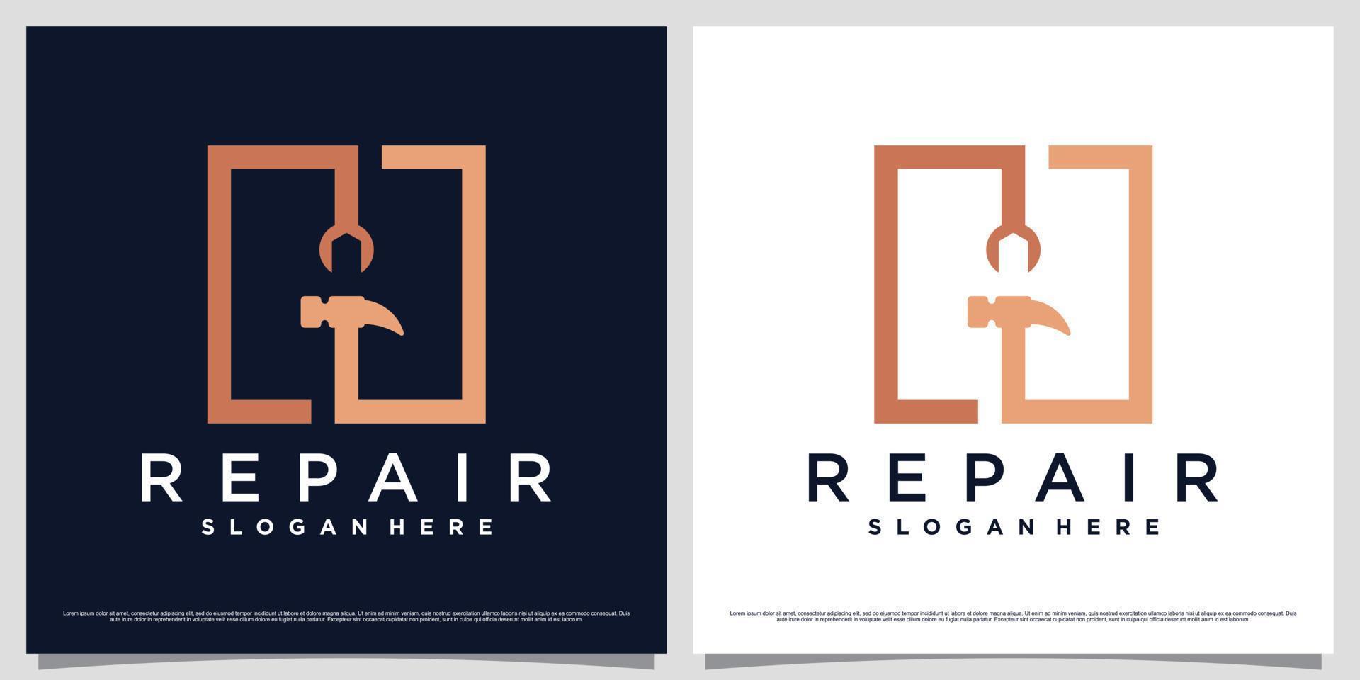 huis reparatie logo ontwerp sjabloon met creatief element en uniek concept vector