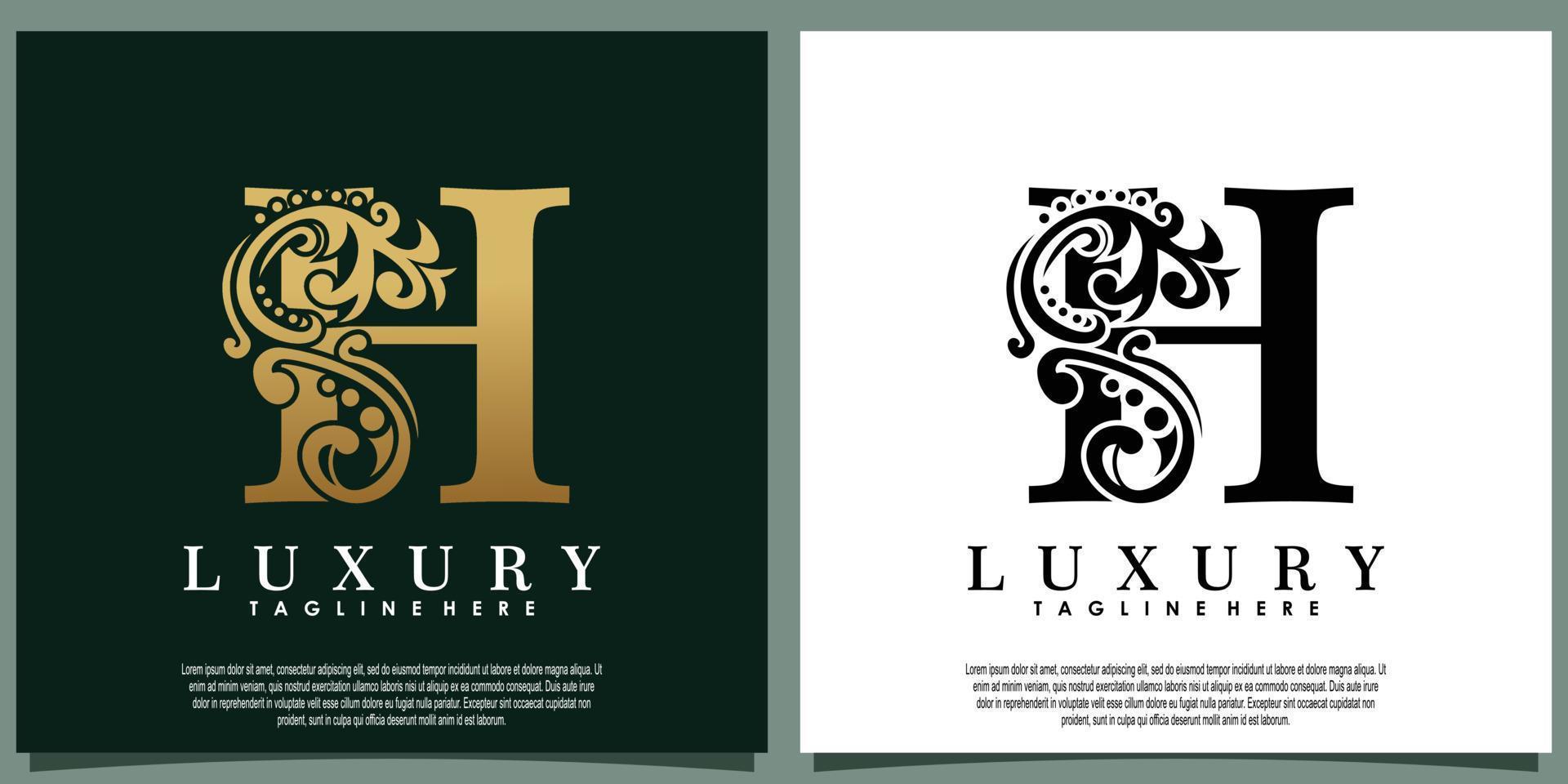 luxe logo ontwerp met eerste brief h vector