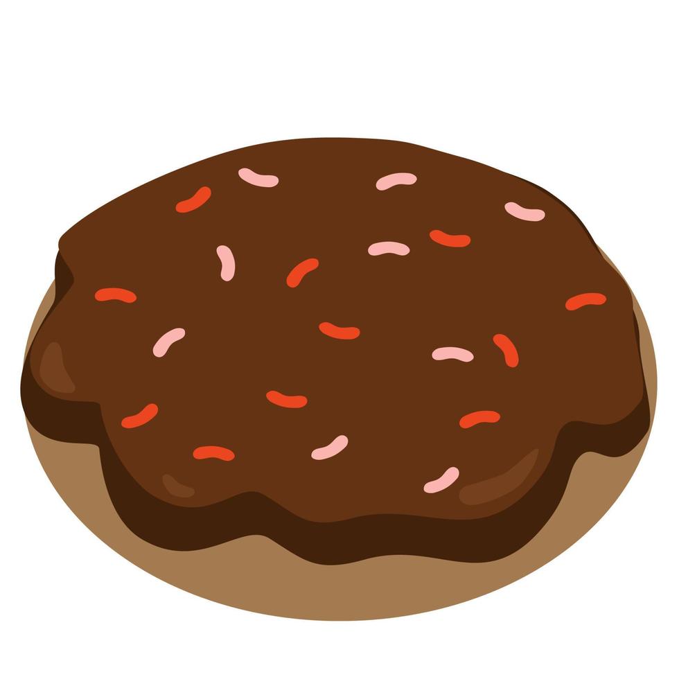 donut met chocola glazuur en hagelslag vector