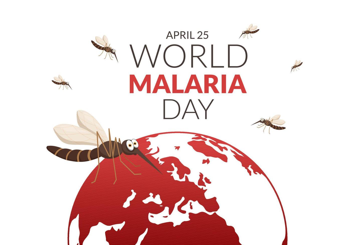 wereld malaria dag Aan april 25 illustratie met aarde beschermde van muggen in vlak tekenfilm hand- getrokken voor web banier of landen bladzijde Sjablonen vector