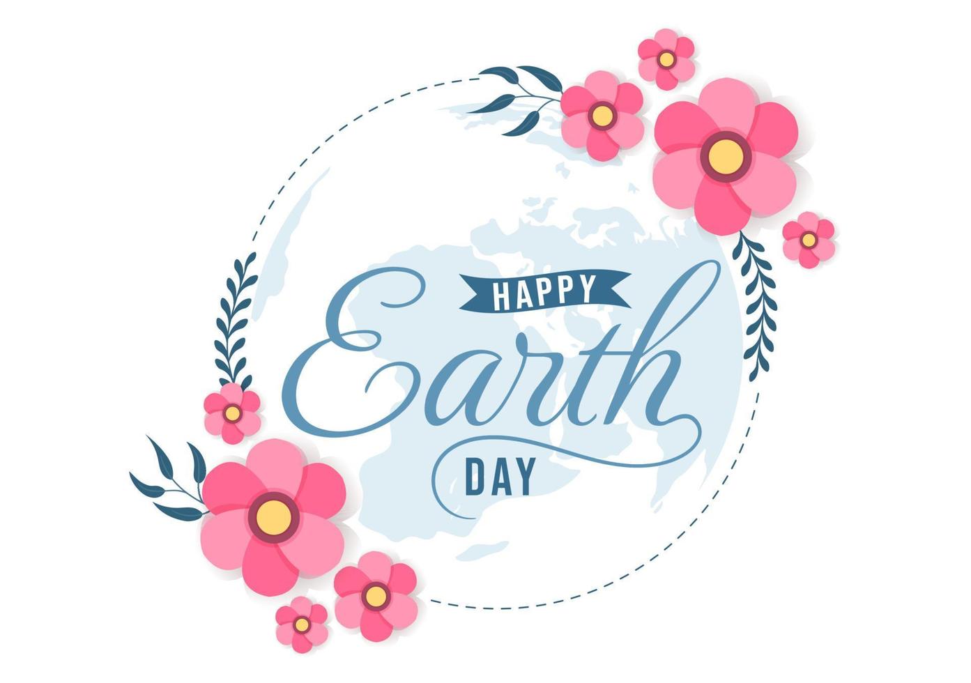 gelukkig aarde dag Aan april 22 illustratie met wereld kaart milieu in vlak tekenfilm hand- getrokken voor web banier of landen bladzijde Sjablonen vector