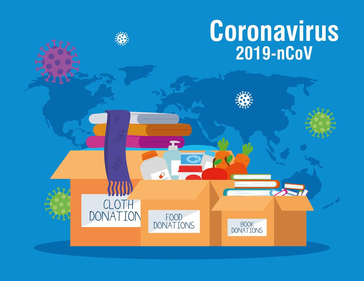 kartonnen donatieboxen, sociale zorg, tijdens coronavirus 2019 ncov vector