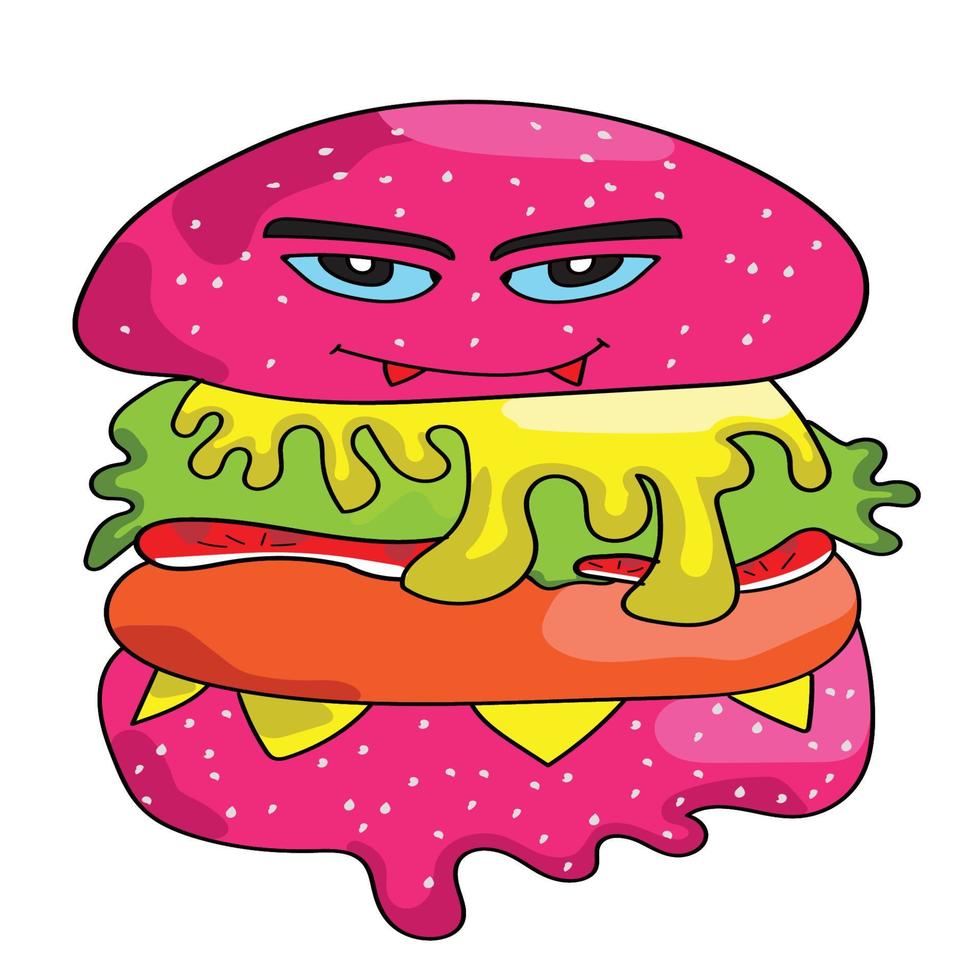 monster hamburger vector illustraties voor uw werk logo, handelswaar t-shirt, stickers, en etiket ontwerpen, poster, groet kaarten reclame bedrijf bedrijf of merken