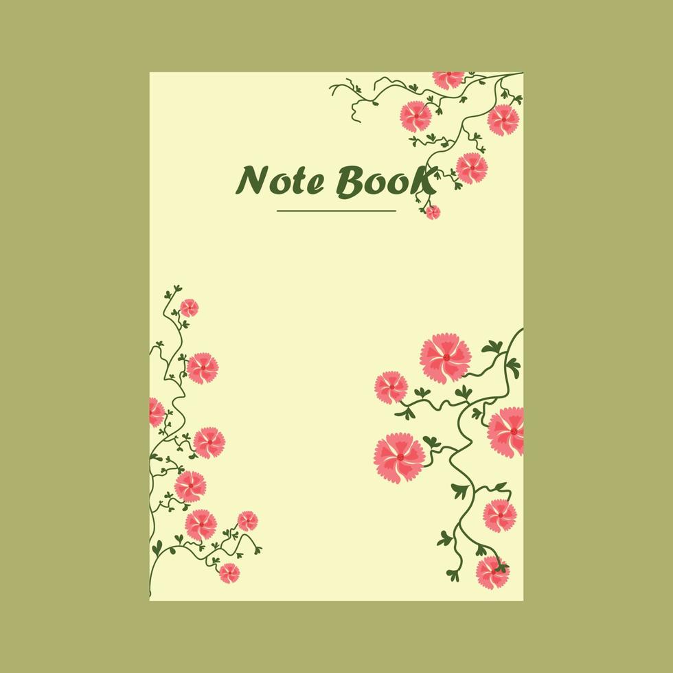 natuur stijl Notitie boek Hoes vector ontwerp met bloem blad vector