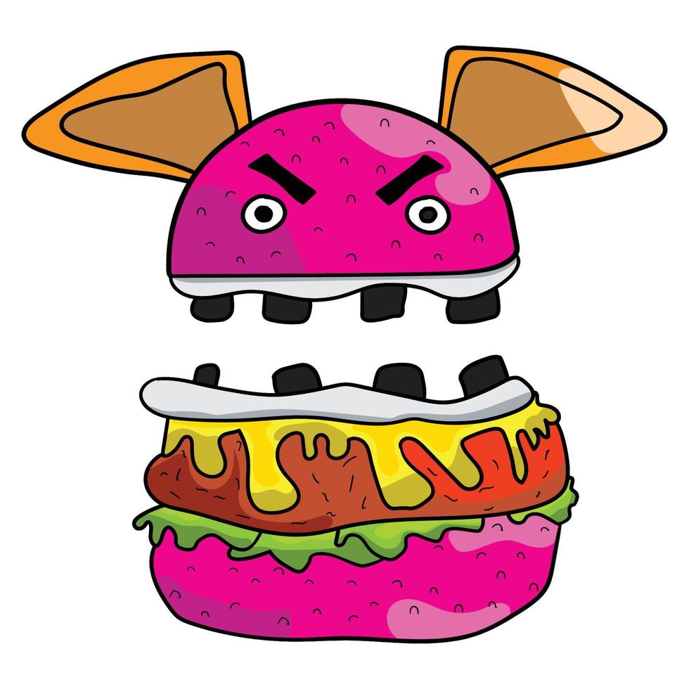monster hamburger vector illustraties voor uw werk logo, handelswaar t-shirt, stickers, en etiket ontwerpen, poster, groet kaarten reclame bedrijf bedrijf of merken
