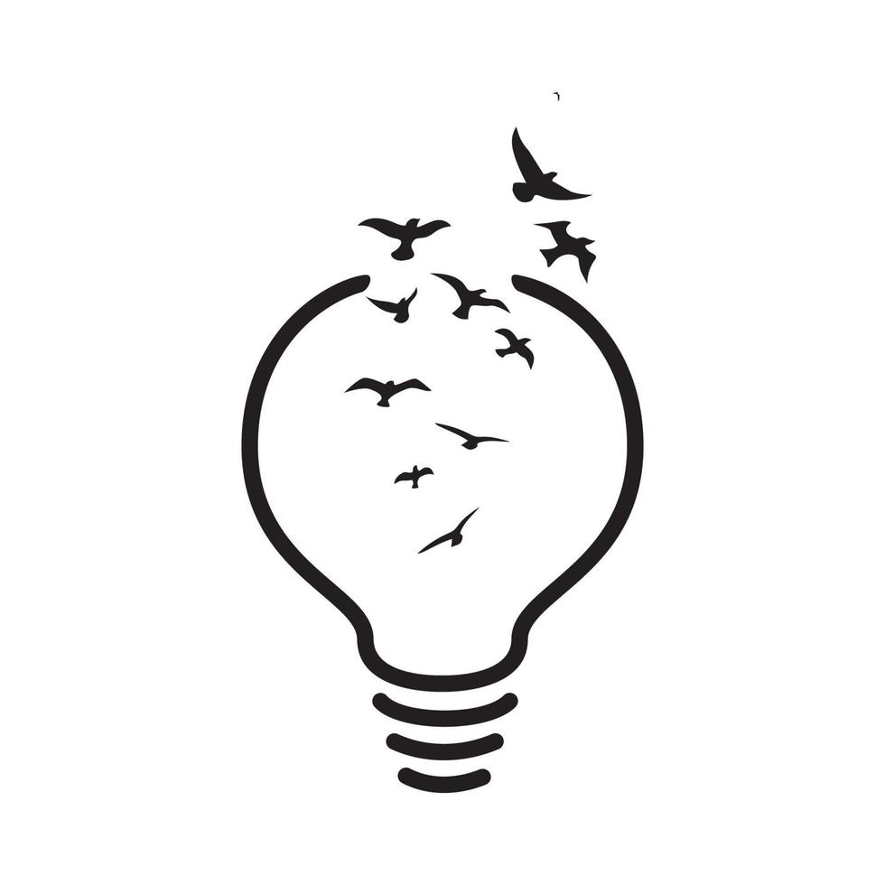 denken vrijheid icoon, teken en symbool. creatief geest concept. vogel vlieg en lamp. vector