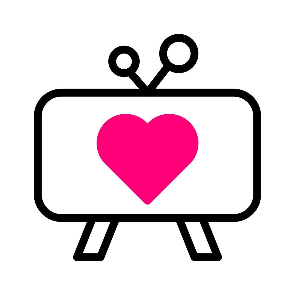 TV icoon duotoon zwart roze stijl Valentijn illustratie vector element en symbool perfect.