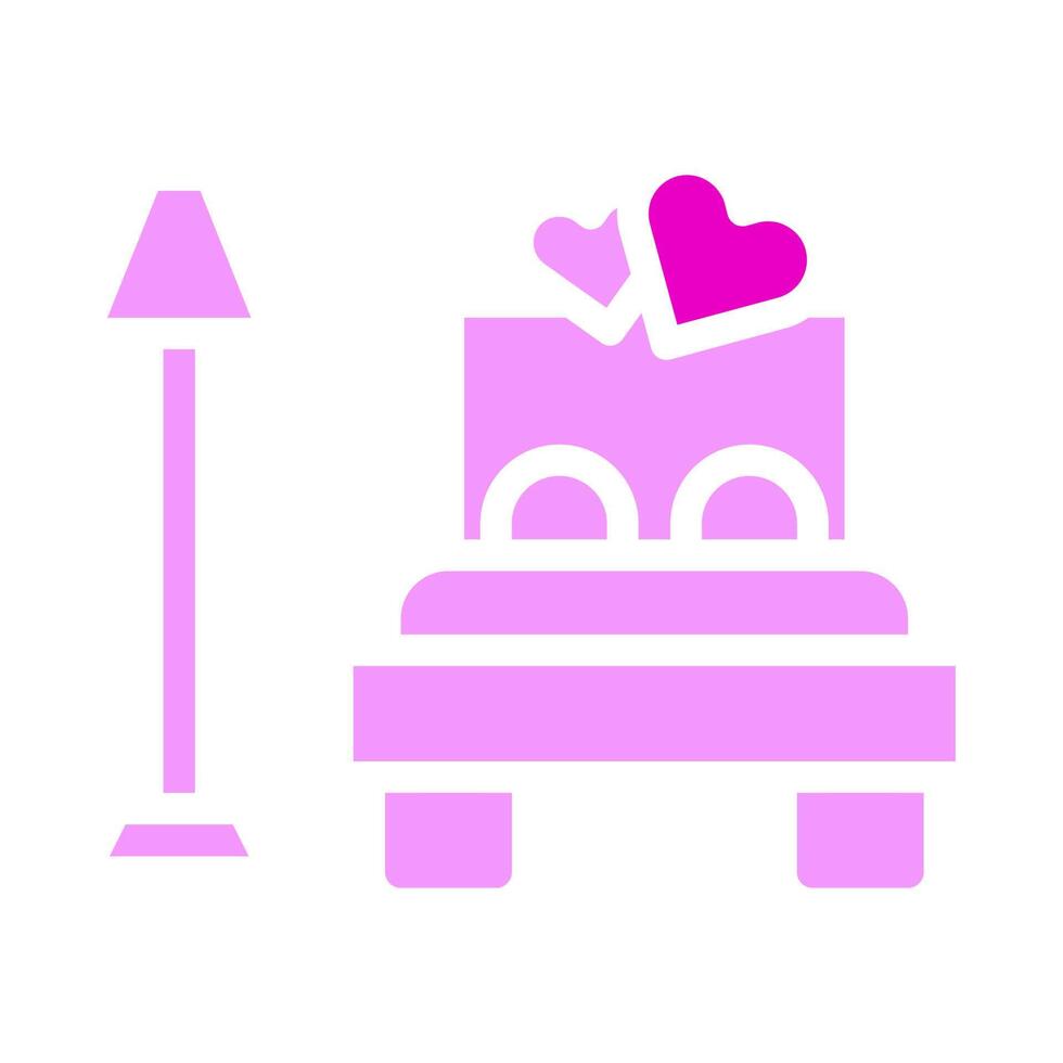 bed icoon solide roze stijl Valentijn illustratie vector element en symbool perfect.