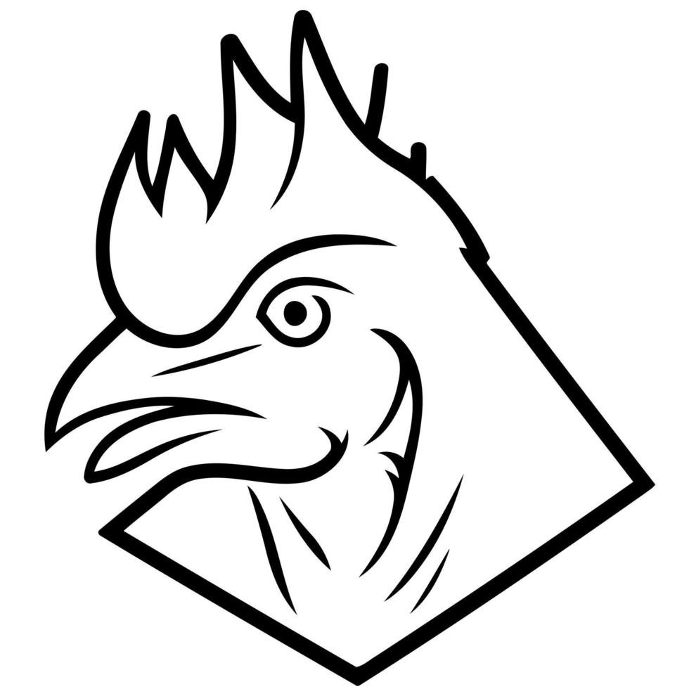 kip vogel dier hoofd kip gezien van de kant vector