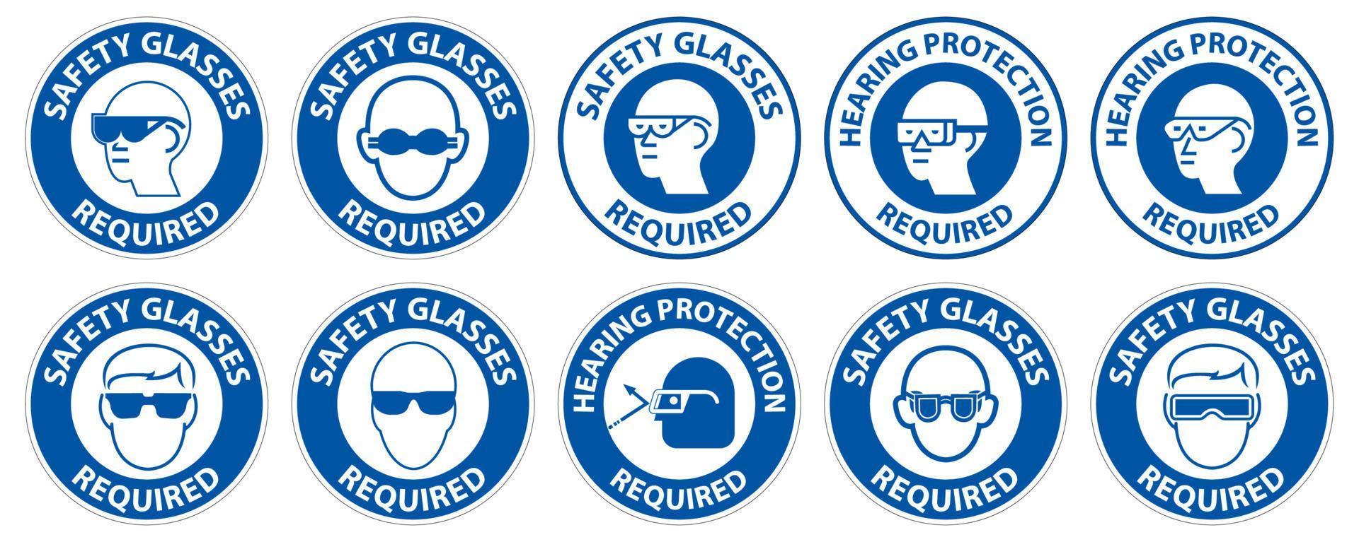 etiket verdieping teken, veiligheid bril verplicht vector