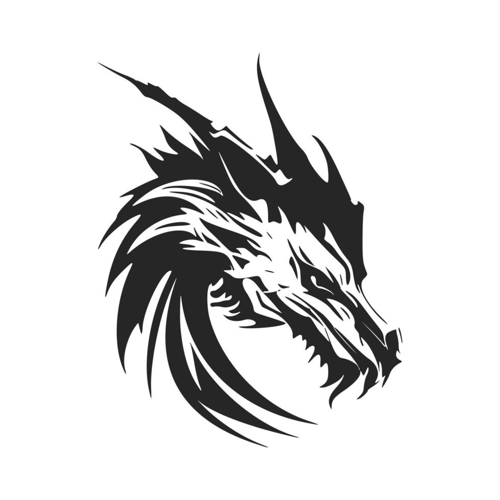 maken een stoutmoedig uitspraak met onze opvallend, zwart en wit, elegant draak logo. vector